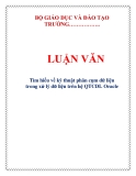 LUẬN VĂN: Tìm hiểu về kỹ thuật phân cụm dữ liệu trong xử lý dữ liệu trên hệ QTCDL Oracle