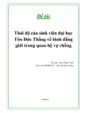 Đề tài "  Thái độ của sinh viên đại học Tôn Đức Thắng về bình đẳng giới trong quan hệ vợ chồng "