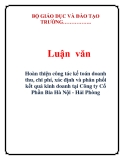  Luận văn: Hoàn thiện công tác kế toán doanh thu, chi phí, xác định và phân phối kết quả kinh doanh tại Công ty Cổ Phần Bia Hà Nội - Hải Phòng