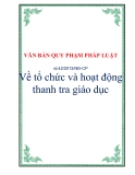 VĂN BẢN QUY PHẠM PHÁP LUẬTSố 42/2013/NĐ-CP Về tổ chức và hoạt động thanh tra giáo dục