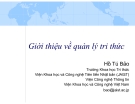 Giớithiệuvề quảnlýtri thức - Hồ Tú Bảo