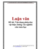 Đề tài: Vận dụng phép duy vật biện chứng vào nghiên cứu toán học