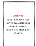 Đề tài: PHÂN TÍCH MỘT SỐ YẾU TỐ ẢNH HƯỞNG ĐẾN GIÁ CỔ PHIẾU CÔNG TY CỔ PHẦN KINH ĐÔ - KDC