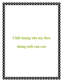 Chất lượng sữa mẹ theo tháng tuổi của con