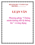  LUẬN VĂN: Phương pháp "Chứng minh không tiết lộ thông tin" và ứng dụng