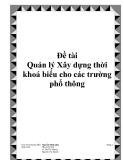 Đề tài Quản lý Xây dựng thời khoá biểu cho các trường phổ thông