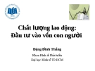 Chất lượng lao động: Đầu tư vào vốn con người