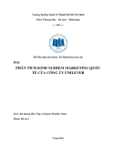 Tiểu luận: Phân tích kinh nghiệm kinh marketing quốc tế của công ty Unilever