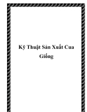 Kỹ Thuật Sản Xuất Cua Giống