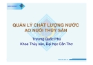 QUẢN LÝ CHẤT LƯỢNG NƯỚC AO NUÔI THỦY SẢN