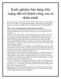 Kinh nghiệm bán hàng trên mạng dẫn tới thành công của cá nhân mình