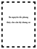 Ba nguyên tắc phong thủy cho căn hộ chung cư