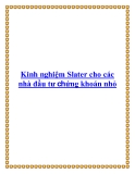 Kinh nghiệm Slater cho các nhà đầu tư chứng khoán nhỏ