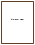 How to say sorry