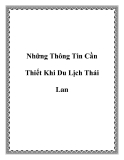 Những Thông Tin Cần Thiết Khi Du Lịch Thái Lan