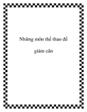 Những môn thể thao để giảm cân