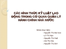 CÁC HÌNH THỨC KỶ LUẬT LAO ĐỘNG TRONG CƠ QUAN QUẢN LÝ HÀNH CHÍNH NHÀ NƯỚC