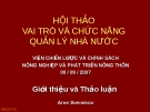 HỘI THẢO  VAI TRÒ VÀ CHỨC NĂNG QUẢN LÝ NHÀ NƯỚC 