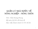 QUẢN LÝ NHÀ NƯỚC VỀ NÔNG NGHIỆP – NÔNG THÔN