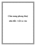 Cẩm nang phong thuỷ nhà đất : Lối ra vào