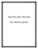 NGUỒN GỐC TÊN HỌ TẠI TRUNG QUỐC