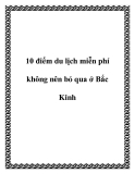 10 điểm du lịch miễn phí không nên bỏ qua ở Bắc Kinh