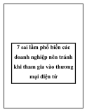 7 sai lầm phổ biến các doanh nghiệp nên tránh khi tham gia vào thương mại điện tử