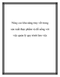 Nâng cao khả năng truy vết trong sản xuất thực phẩm và đồ uống với việc quản lý quy trình làm việc