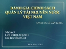 ĐÁNH GIÁ CHÍNH SÁCH QUẢN LÝ TÀI NGUYÊN NƯỚC VIỆT NAM