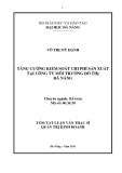 Luận văn: Tăng cường kiểm  soát chi phí sản xuất tại công ty môi trường đô thị Đà Nẵng