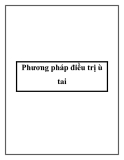 Phương pháp điều trị ù tai