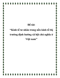 Đề tài: “Kinh tế tư nhân trong nền kinh tế thị trường định hướng xã hội chủ nghĩa ở Việt nam”