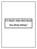 Có thuốc chữa khỏi thoái hóa khớp không?