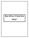 Bạn biết gì về thoái hóa khớp?