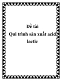 Đề tài Qui trình sản xuất acid lactic