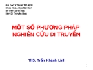 MỘT SỐ PHƯƠNG PHÁP  NGHIÊN CỨU DI TRUYỀN