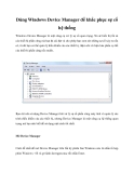 Dùng Windows Device Manager để khắc phục sự cố hệ thống