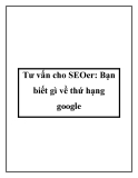 Tư vấn cho SEOer: Bạn biết gì về thứ hạng google