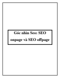 Góc nhìn Seo: SEO onpage và SEO offpage