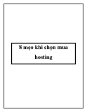 8 mẹo khi chọn mua hosting