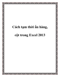 Các cách tạm thời ẩn hàng, cột trong Excel 2013