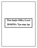 Thủ thuật về Office Excel 2010