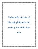 Những điều căn bản về bảo mật phần mềm cho quản lý lập trình phần mềm