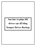 Sao lưu và phục hồi driver cực dễ bằng Semper Driver Backup