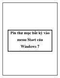 Pin thư mục bất kỳ vào menu Start của Windows 7