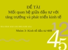 ĐỀ TÀI " Mối quan hệ giữa đầu tư với tăng trưởng và phát triển kinh tế "