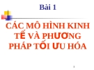 Bài giảng Kinh tế học vi mô  - Bài  1 Các mô hình kinh tế và phương pháp tối ưu hóa