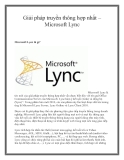 Giải pháp truyền thông hợp nhất – Microsoft Lync