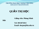 Bài giảng Quản trị học ( Phùng Minh Đức) - Giới thiệu