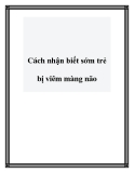 Cách nhận biết sớm trẻ bị viêm màng não.Viêm màng não do vi khuẩu là một trong những bệnh nhiễm trùng nặng nhất ở trẻ vì tỷ lệ tử vong cao và để lại nhiều di chứng. Chẩn đoán sớm và điều trị bằng kháng sinh đúng, kịp thời sẽ cứu sống trẻ, tránh được di 